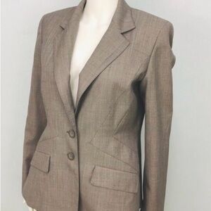 Anne Klein Tan Tailored Blazer with Notched Lapels